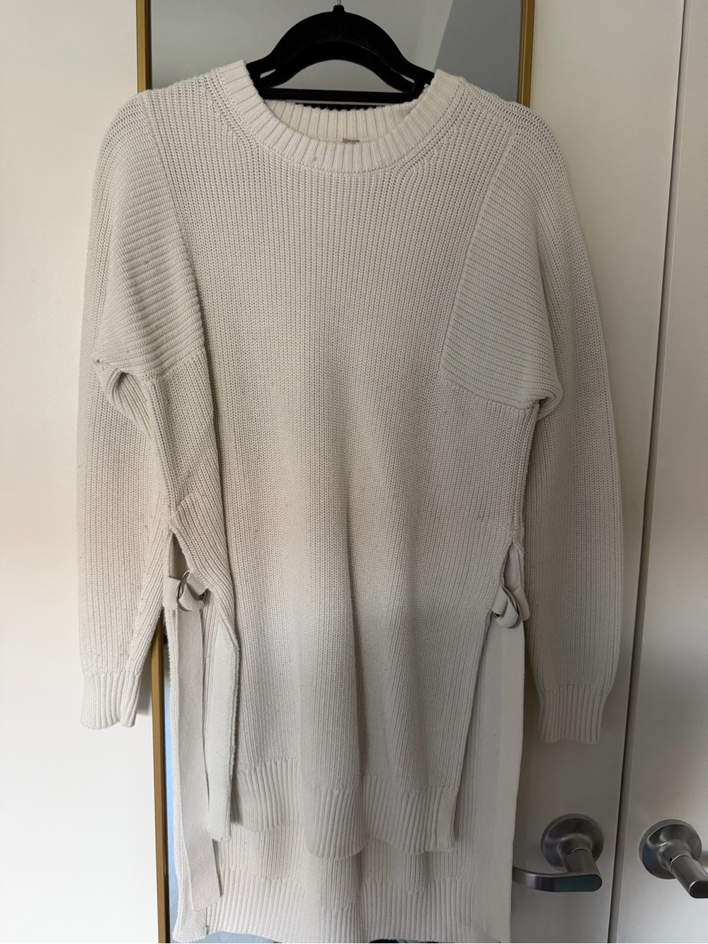 Athleta Crewneck Side-Tie Knit Sweater - Cream